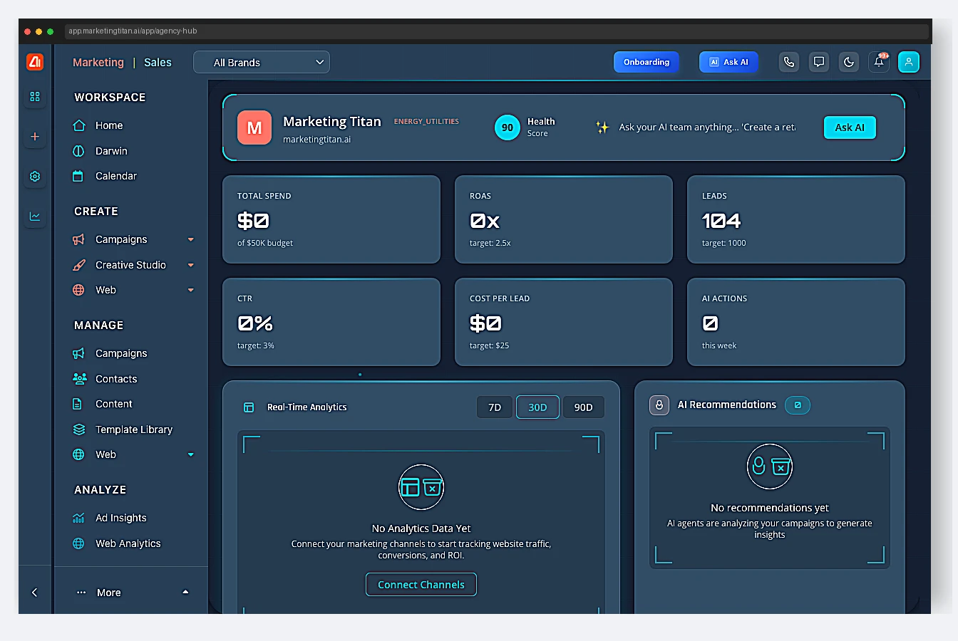 AgencyHub platform screenshot